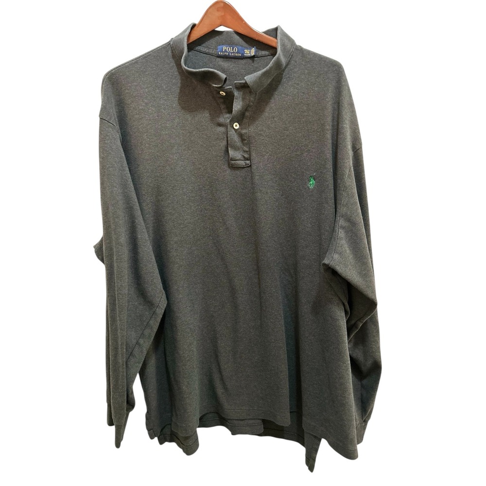 Polo Ralph Lauren Long Sleeve Polo Shirt Mens 4XLT Tall Gray Cotton Classic Fit